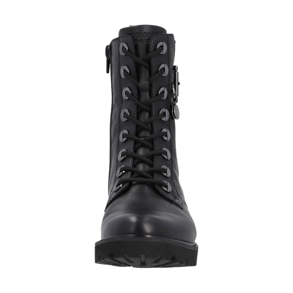 Remonte D8668-00 Black Leather Wide Fit Biker Ankle Boots