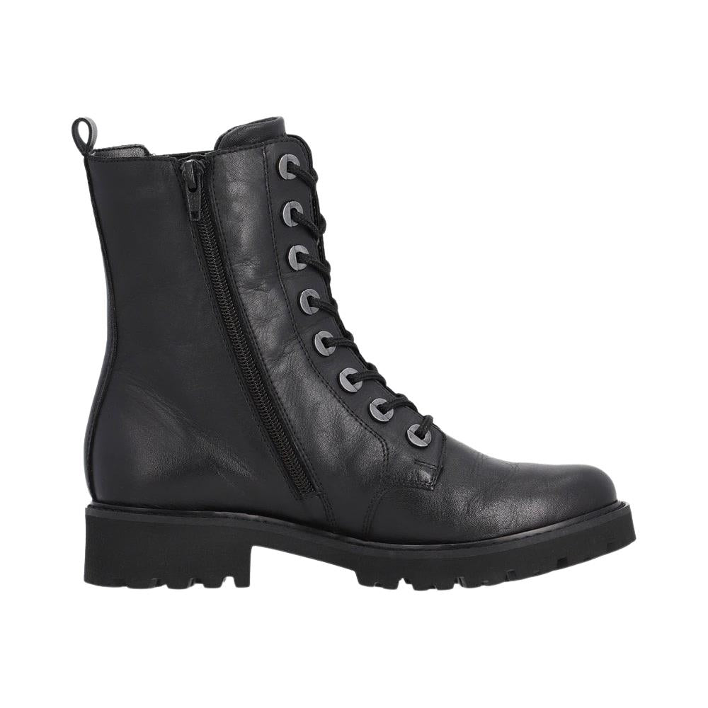 Remonte D8668-00 Black Leather Wide Fit Biker Ankle Boots
