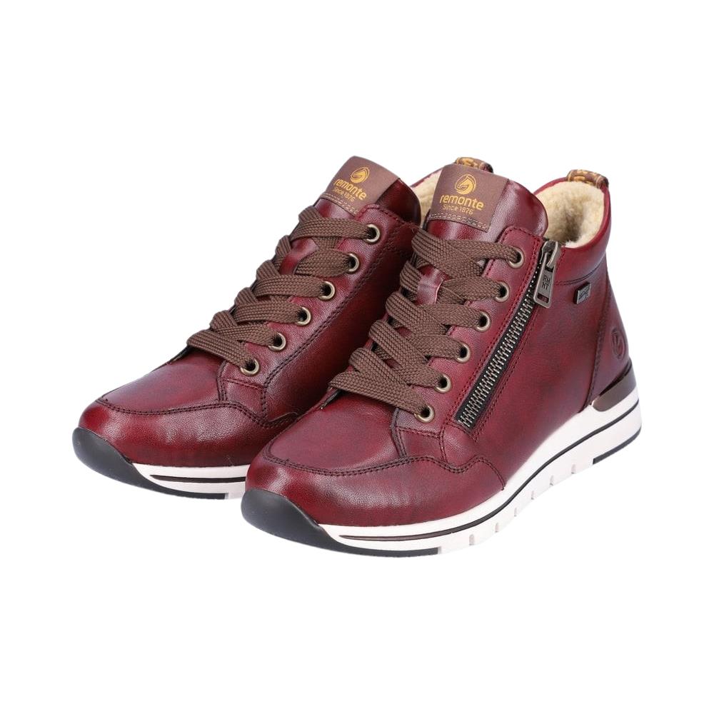 Remonte R6770-35 Burgundy Red Warm Lined Leather Ankle Boots