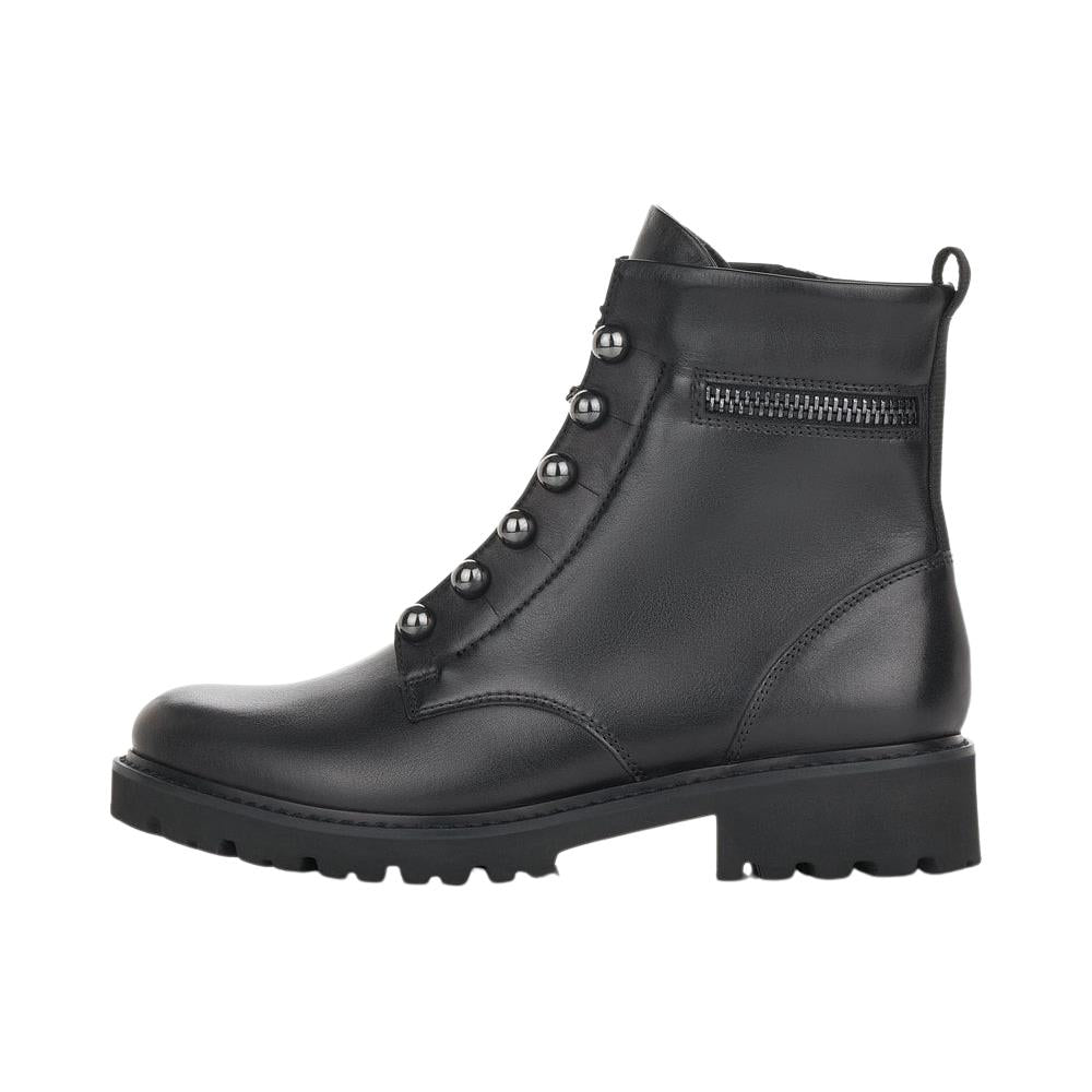 Remonte D8670-01 Black Leather Wide Fit Biker Hiker Ankle Boots