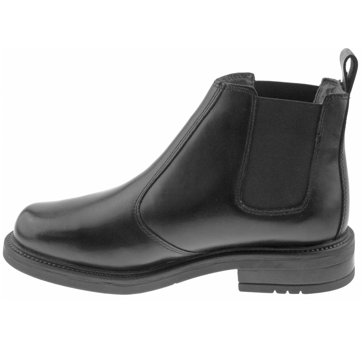 Mens Roamers Black Leather Chelsea Boots Twin Gusset Slip On Dealer M049A