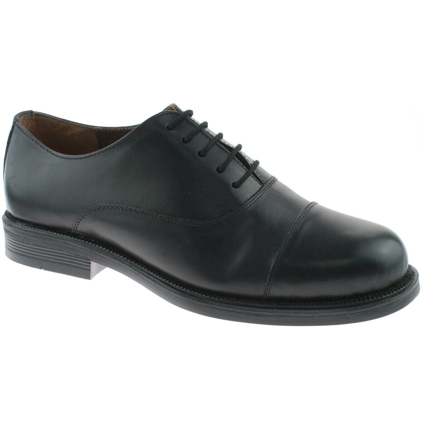 Mens Scimitar Leather Cadet Shoes Capped Oxford Black M620A