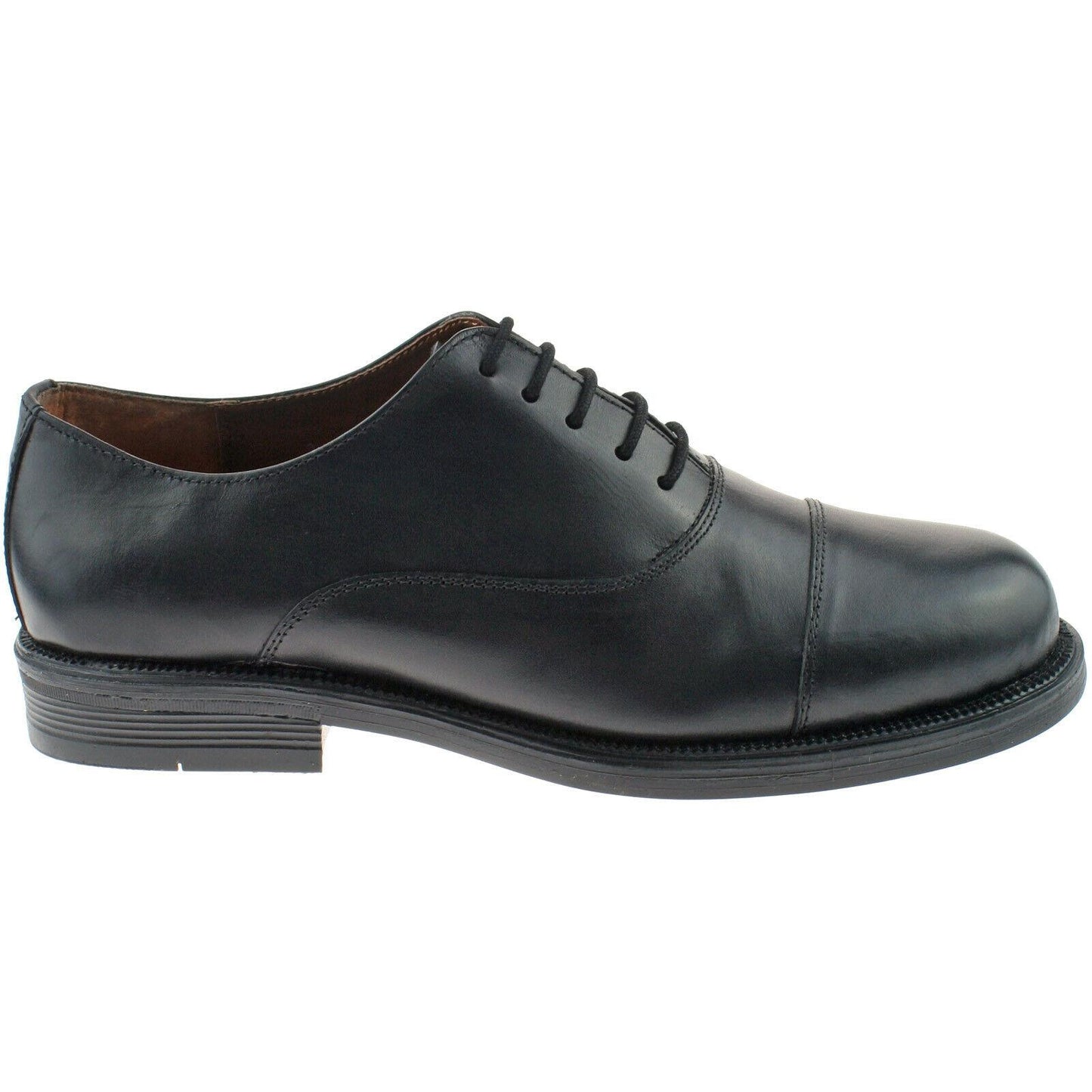 Mens Scimitar Leather Cadet Shoes Capped Oxford Black M620A