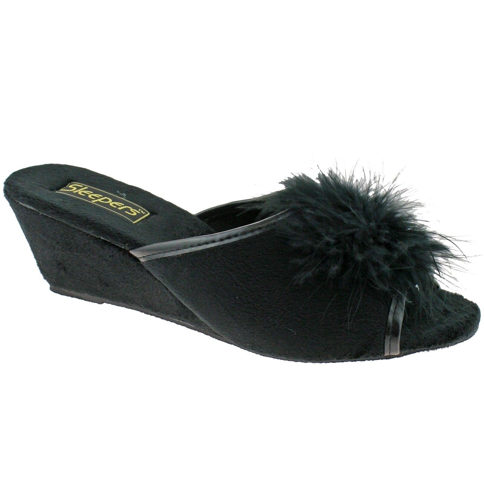 Fluffy wedge 2024 mule slippers