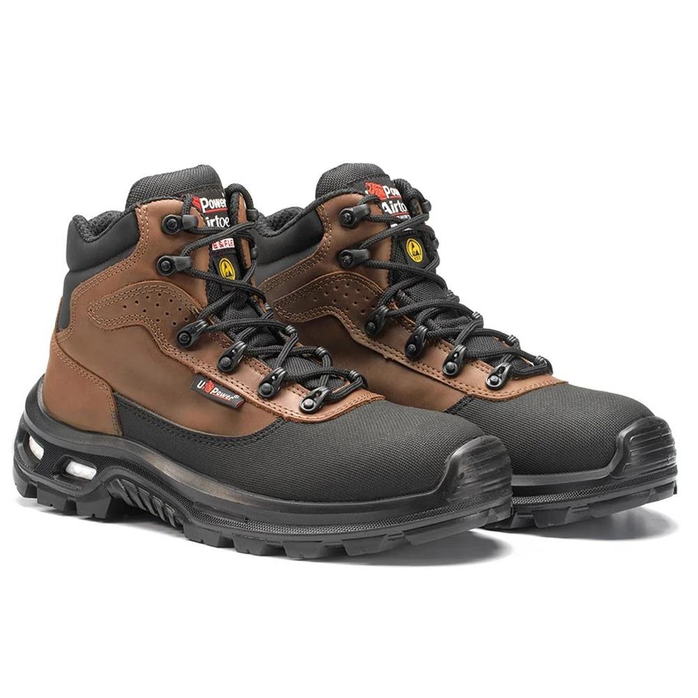 UPower Floyd Red Lion Black/Brown Lightweight Safety Work Boots RL10464