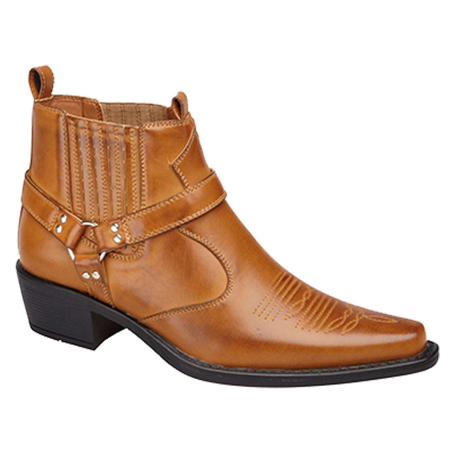 Mens US Brass Tan Ankle Harness Boots Eastwood M183BT