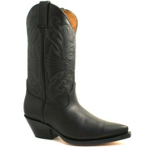 Mens Grinders Buffalo Black Leather Cowboy Western Tall Pointed Toe Boots