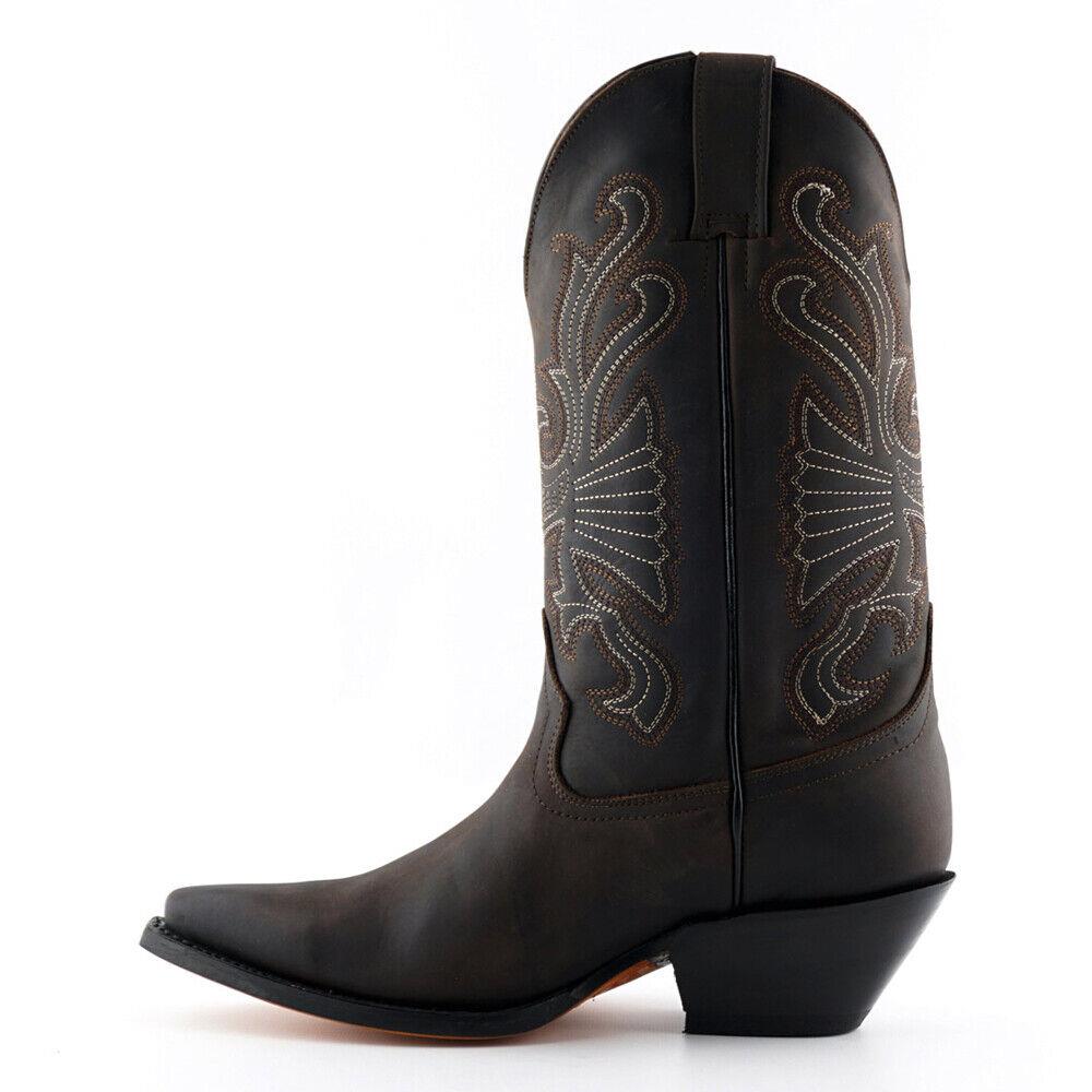 Mens Grinders Buffalo Brown Leather Cowboy Western Tall Pointed Boots