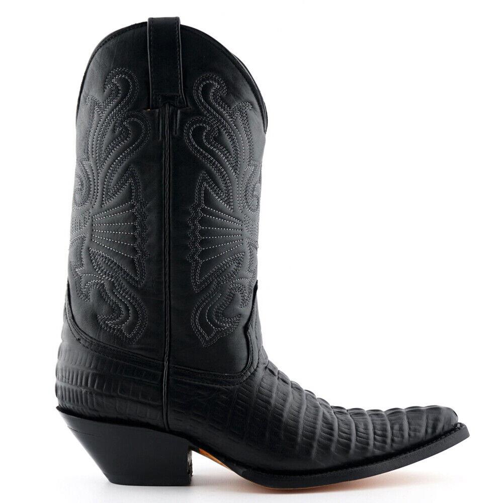 Mens Grinders Carolina Black Leather Western Tall Cowboy Boots