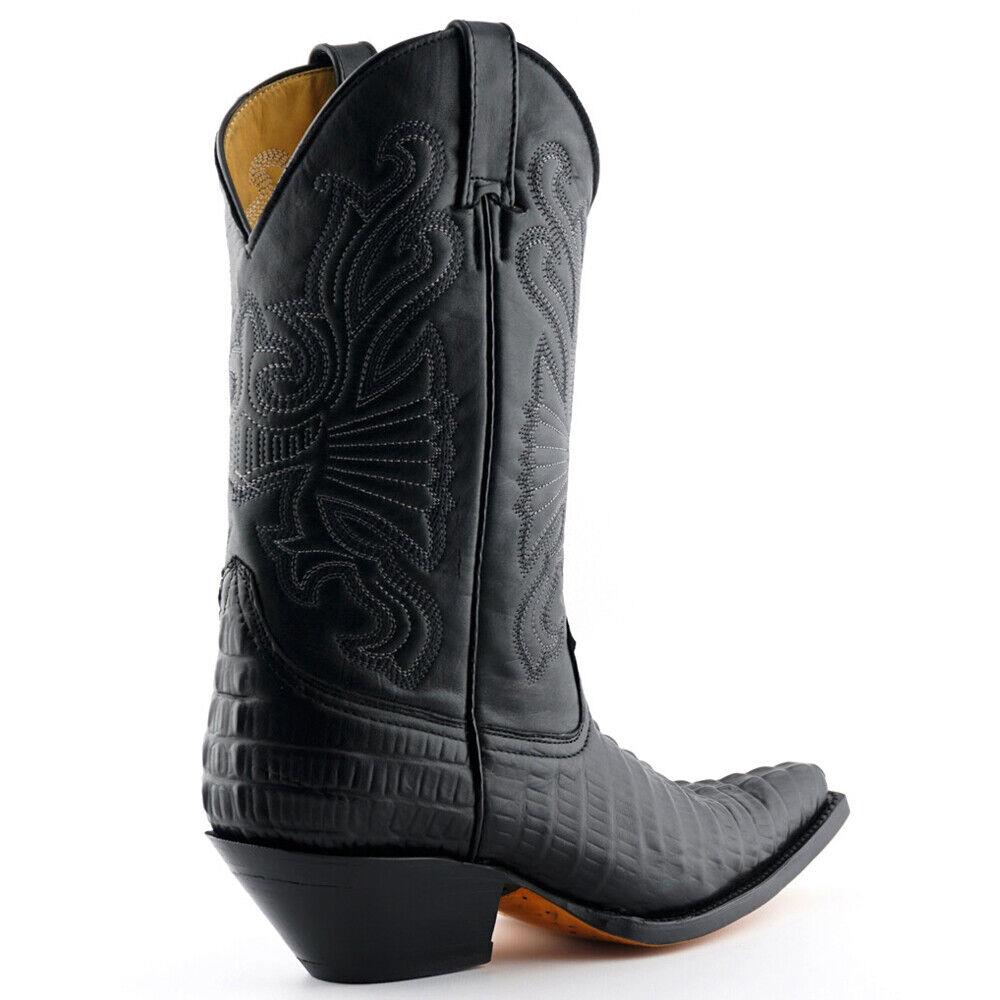 Mens Grinders Carolina Black Leather Western Tall Cowboy Boots
