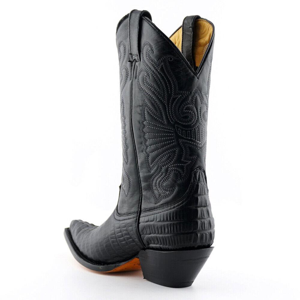 Mens Grinders Carolina Black Leather Western Tall Cowboy Boots