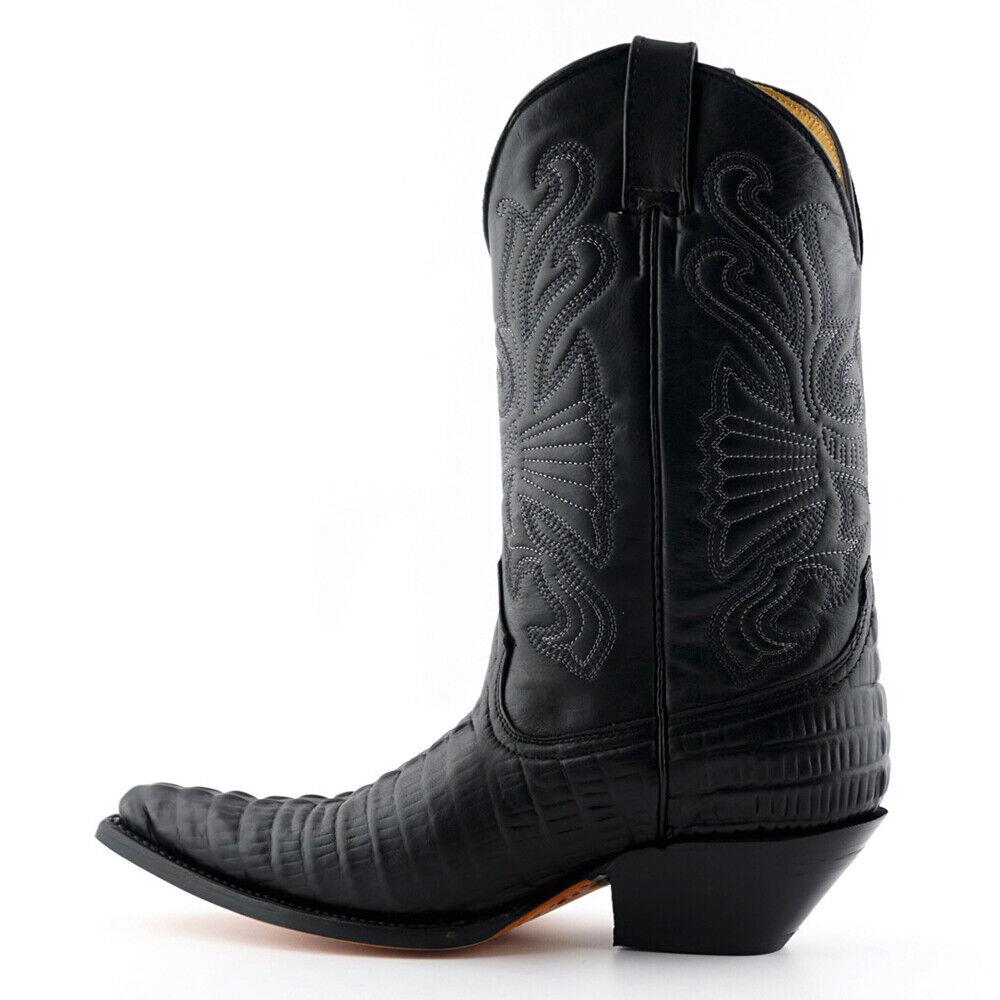Mens Grinders Carolina Black Leather Western Tall Cowboy Boots