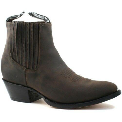 Mens Grinders Maverick Brown Leather Western Ankle Cowboy Boots