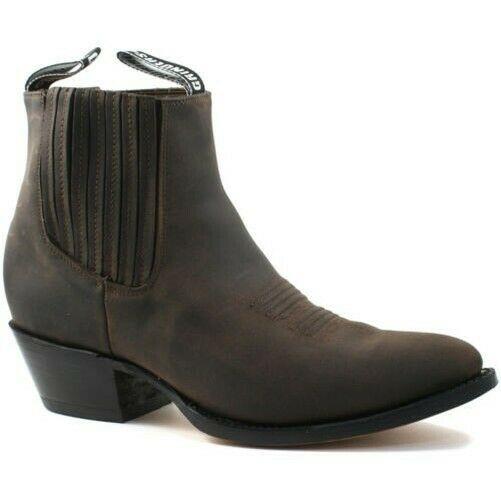 Mens Grinders Maverick Brown Leather Western Ankle Cowboy Boots