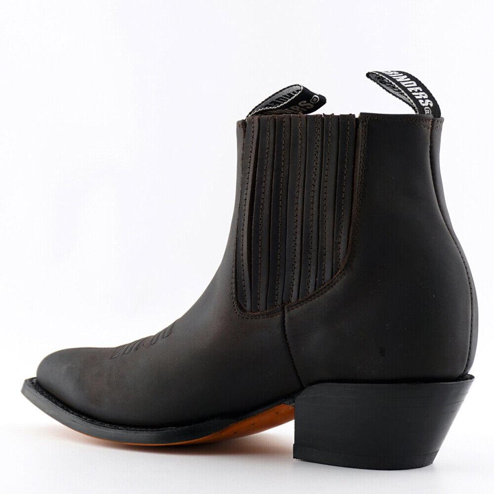 Mens Grinders Maverick Brown Leather Western Ankle Cowboy Boots