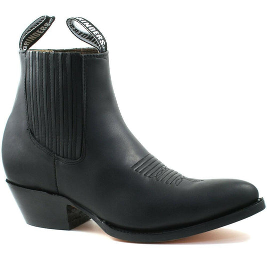 Mens Grinders Maverick Black Leather Western Ankle Cowboy Boots