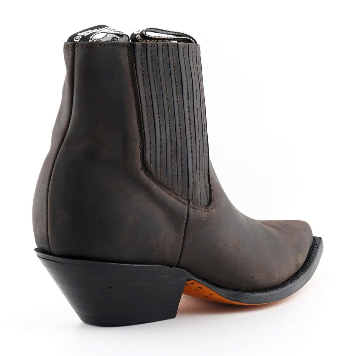 Mens Grinders Mustang Brown Leather Western Ankle Cowboy Boots