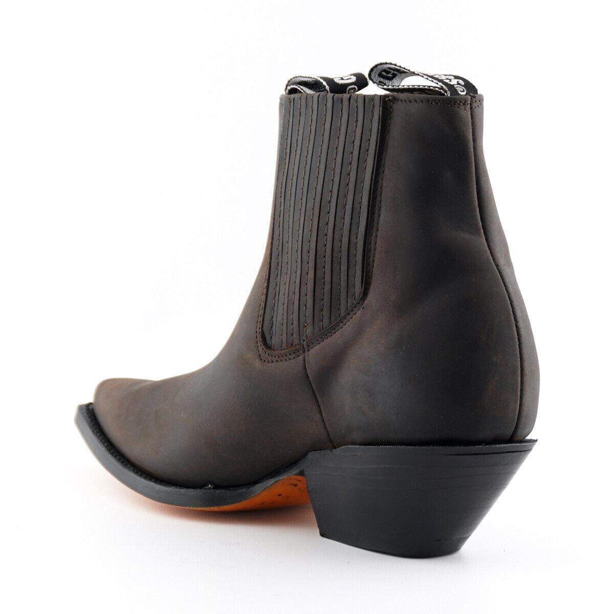 Mens Grinders Mustang Brown Leather Western Ankle Cowboy Boots