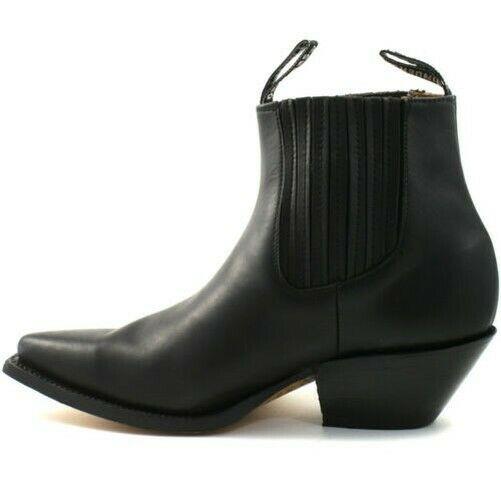 Mens Grinders Mustang Black Leather Western Ankle Cowboy Boots