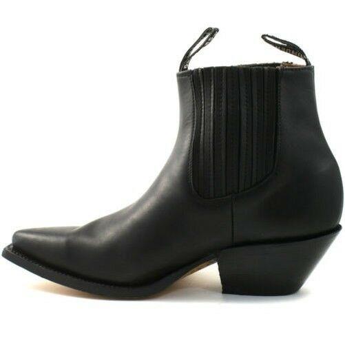 Mens Grinders Mustang Black Leather Western Ankle Cowboy Boots
