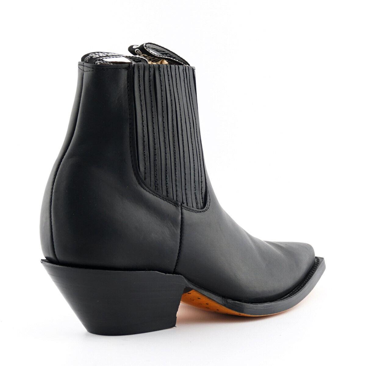 Mens Grinders Mustang Black Leather Western Ankle Cowboy Boots