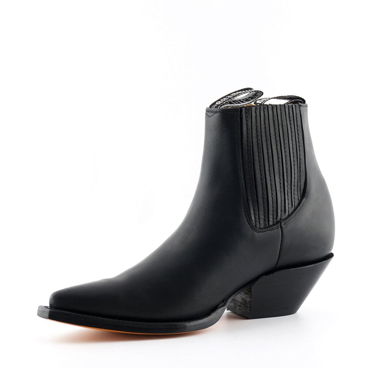 Mens Grinders Mustang Black Leather Western Ankle Cowboy Boots