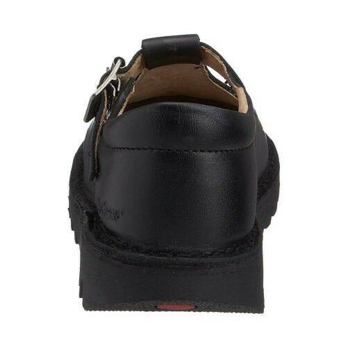 Girls Infants Kickers Kick T I Core Black Leather T Bar School Shoes