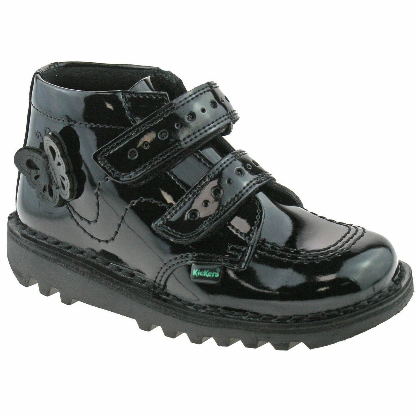 Girls Kickers Kick Flutter Black Patent Leather Butterfly Boots 1-14121
