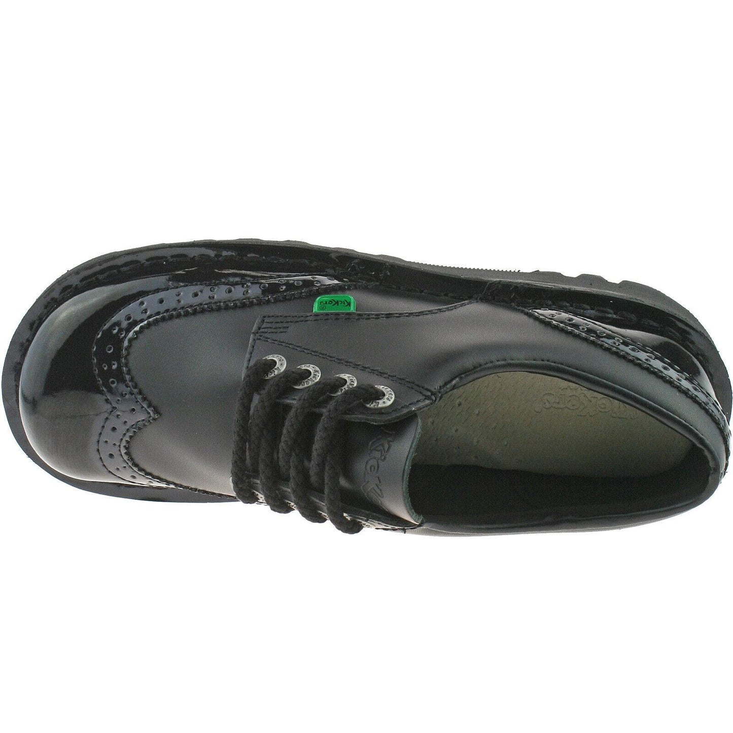 Ladies Kickers Kick Lo Brogue Core Black Patent Leather School Shoes 1-10689