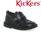 Boys Infants Kickers Adlar Stralo Black Leather School Shoes 1-13412