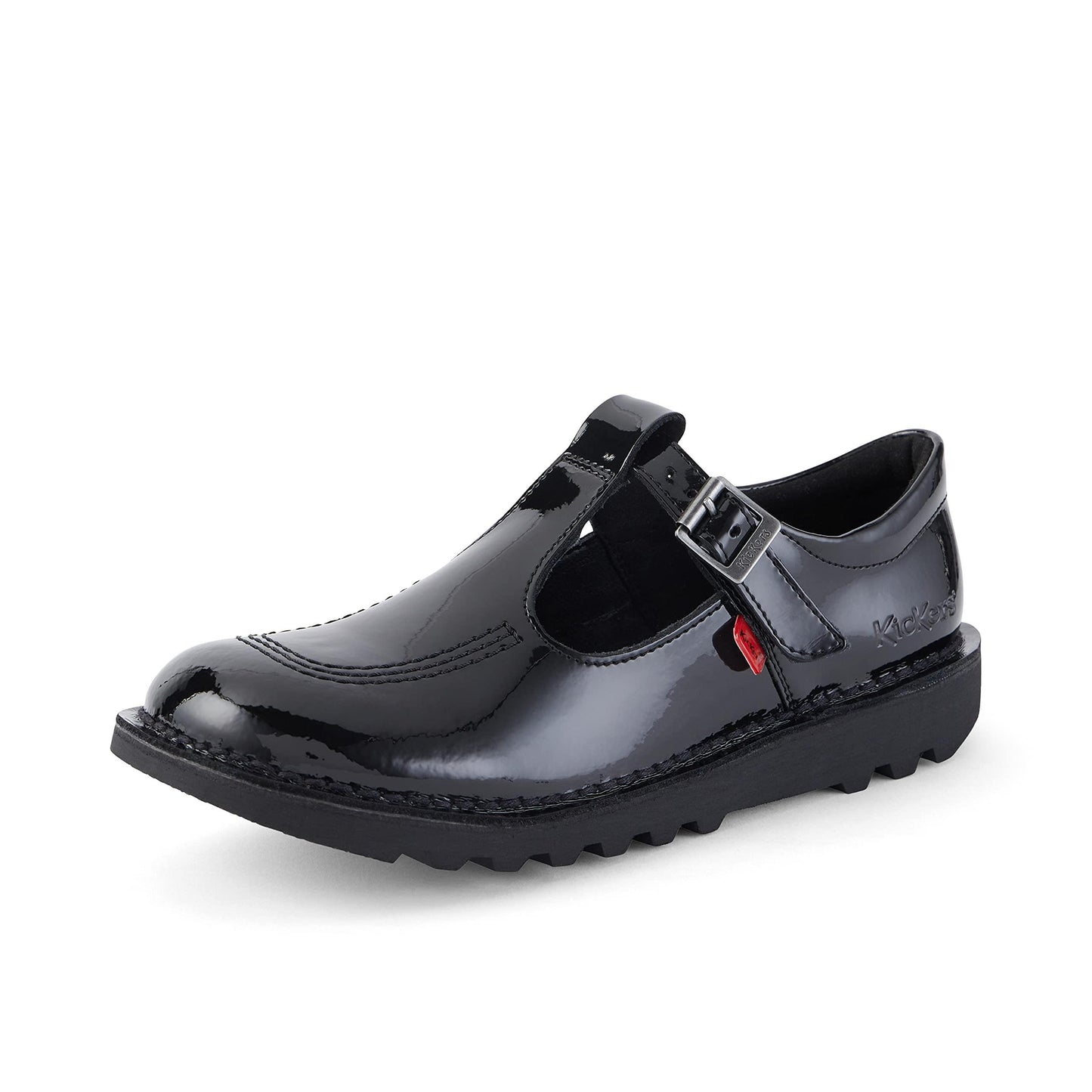 Girls Junior Kickers Kick T Black Patent Leather School Shoes 1-12533