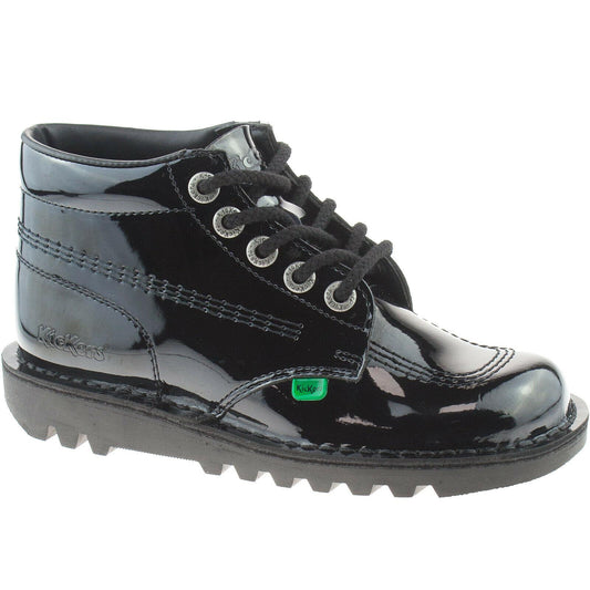 Ladies Kickers Kick Hi Black Patent Leather School Shoes Girls KF0000120