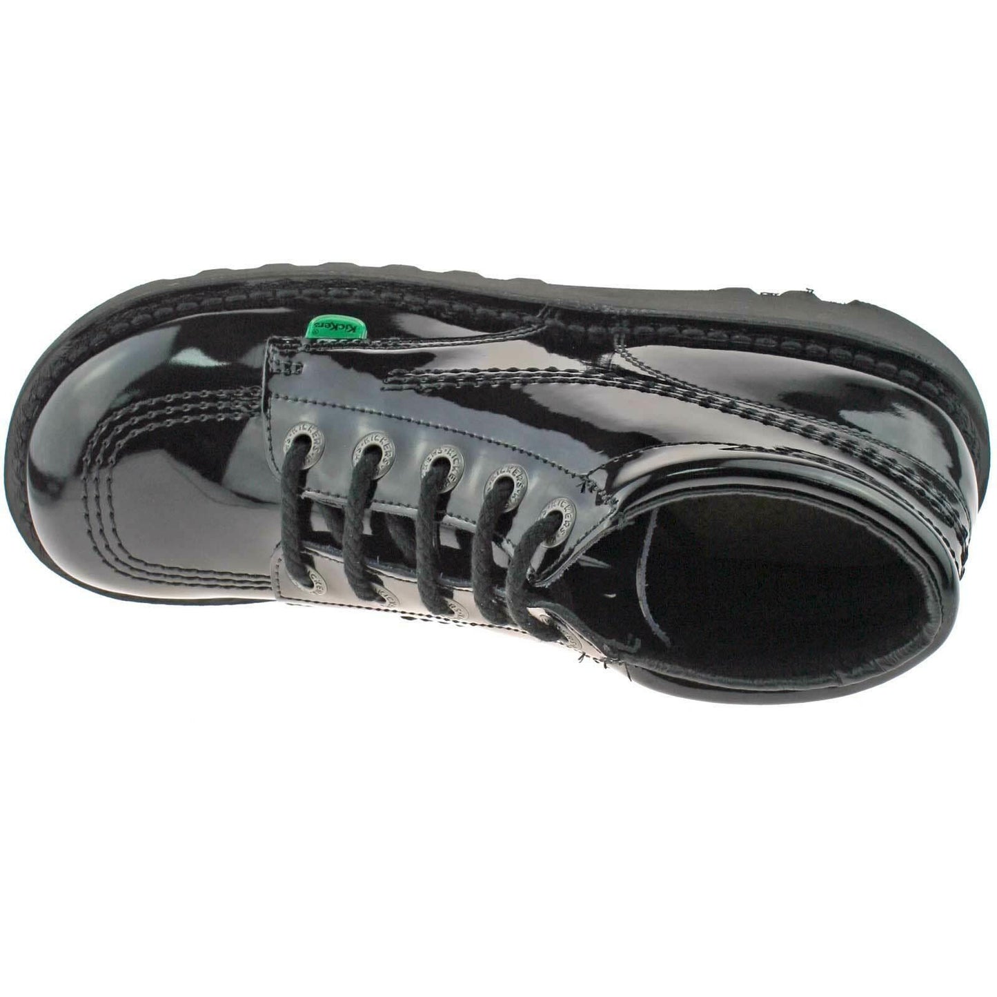 Girls Junior Kickers Kick Hi Black Patent Leather School Shoes Boots KF0000579
