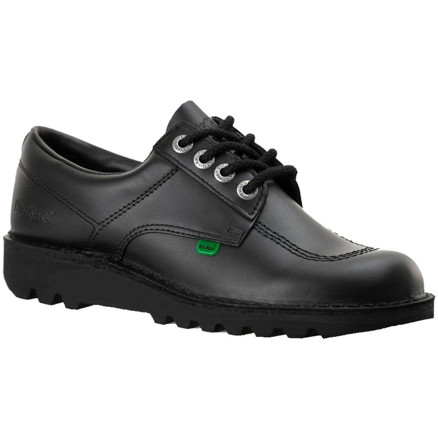 Kickers Kick Lo Black Leather Lace Up School Shoes KF0000106 BTW