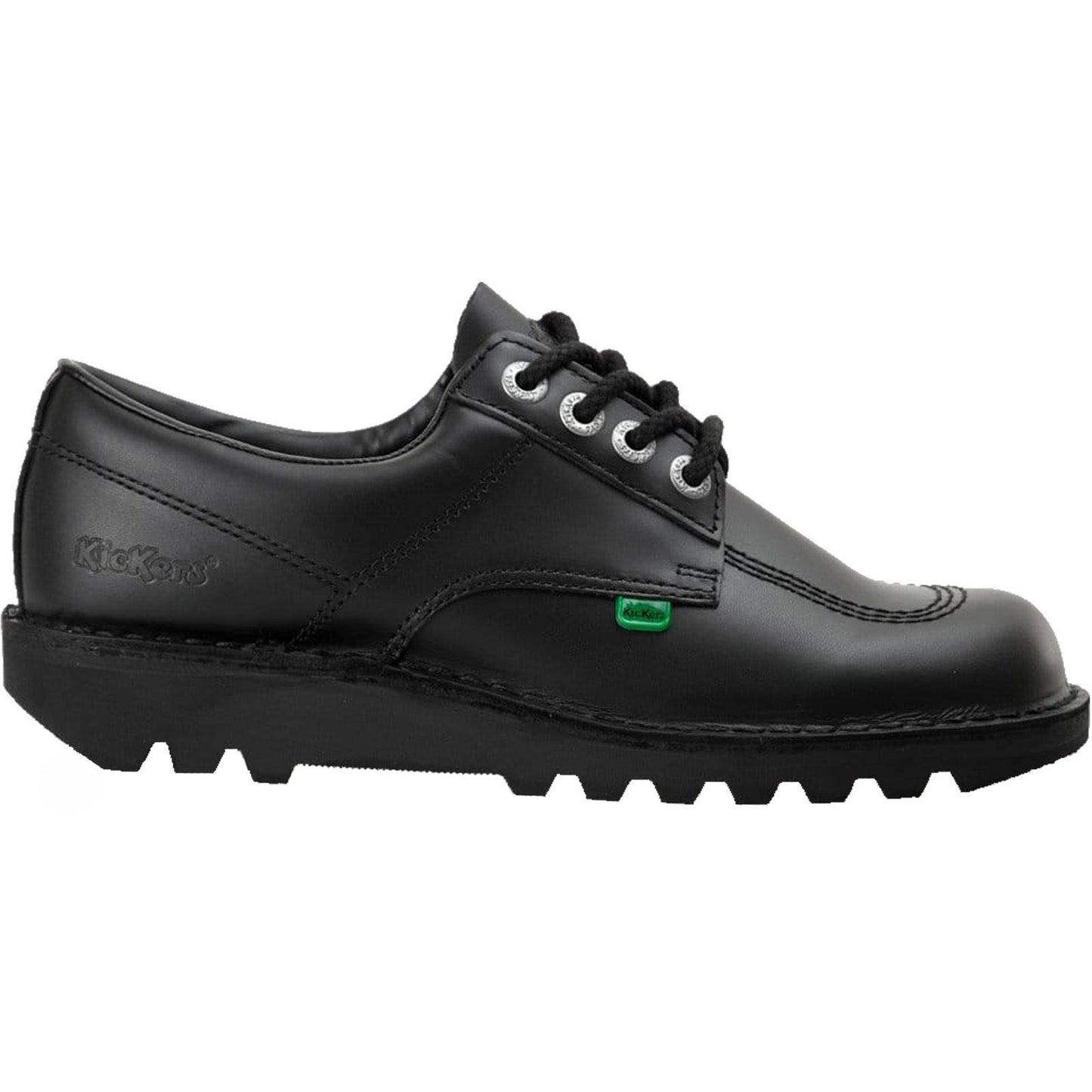 Kickers Kick Lo Black Leather Lace Up School Shoes KF0000106 BTW