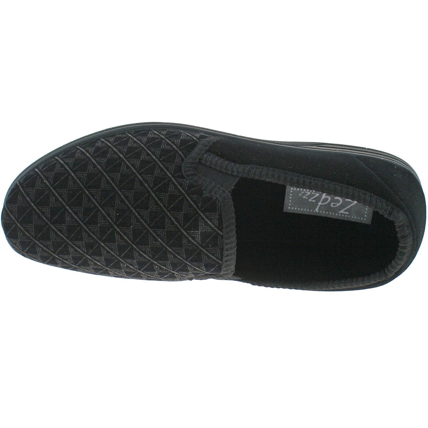 Mens Zedzzz Warm Lined Velour Double Gusset Full Slippers Black Brown MS466