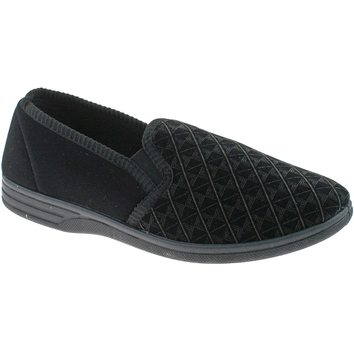 Mens Zedzzz Warm Lined Velour Double Gusset Full Slippers Black Brown MS466