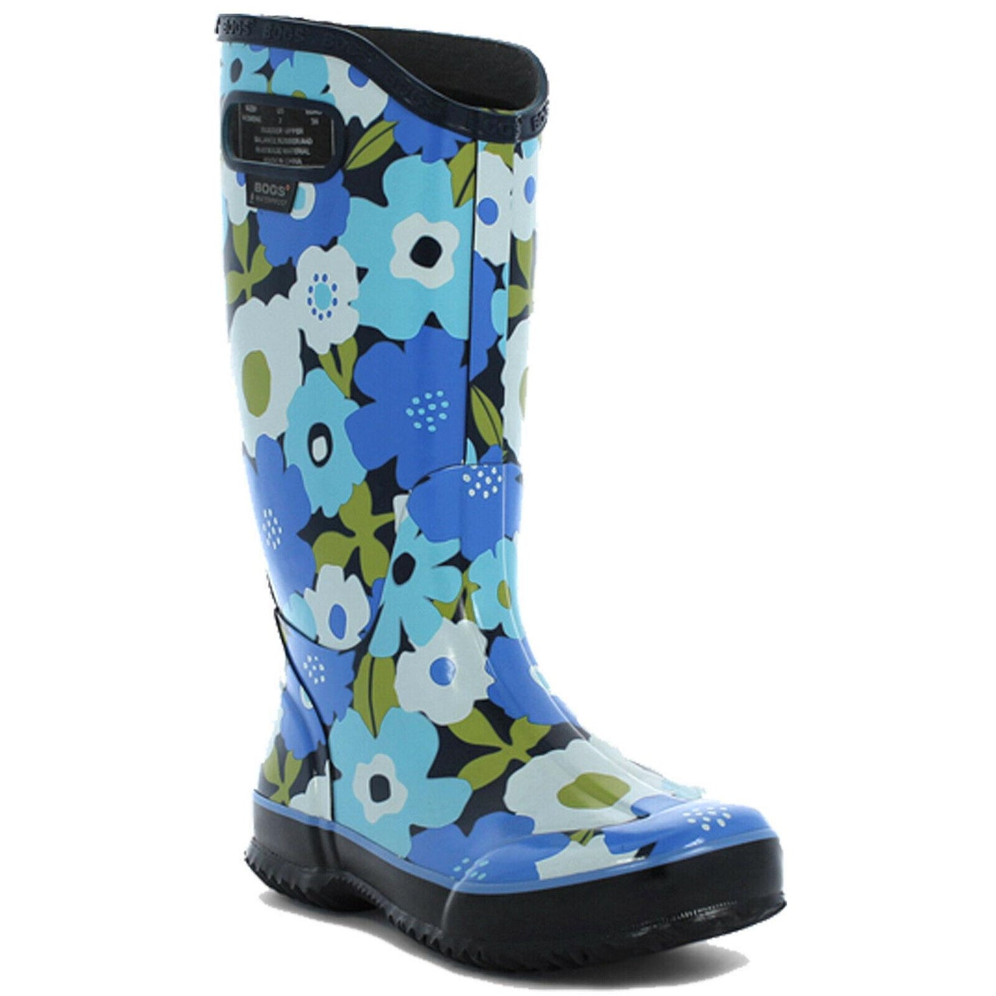 Ladies Bogs Spring Flowers Blue Multi Wellies Festival Rainboot 71897