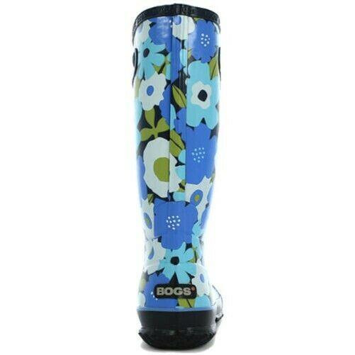 Ladies Bogs Spring Flowers Blue Multi Wellies Festival Rainboot 71897