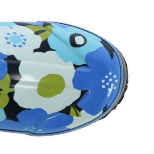 Ladies Bogs Spring Flowers Blue Multi Wellies Festival Rainboot 71897