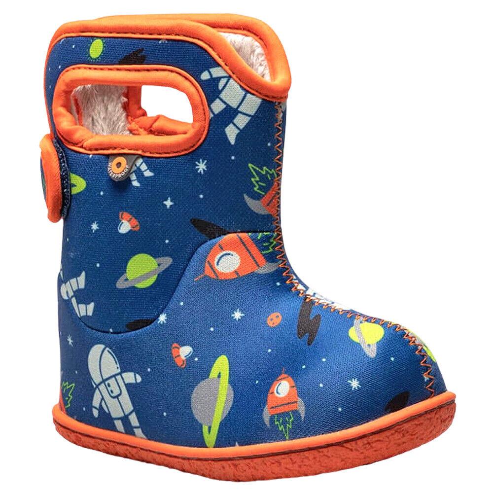 Boys Baby Bogs Blue Space Insulated Washable Warm Wellies Boots 72610 Hirst Footwear