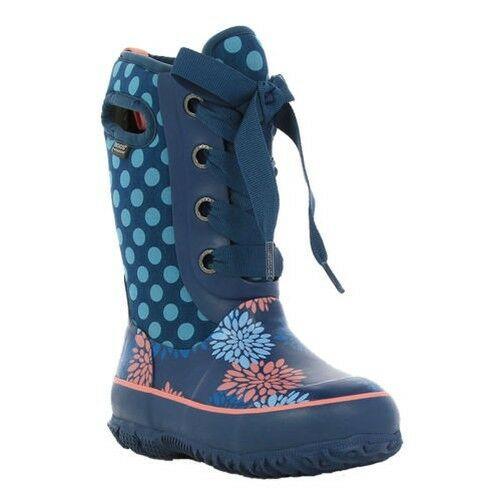 Girls Bogs Casey Pompons Blue Insulated Warm Waterproof Wellies Boots 71992