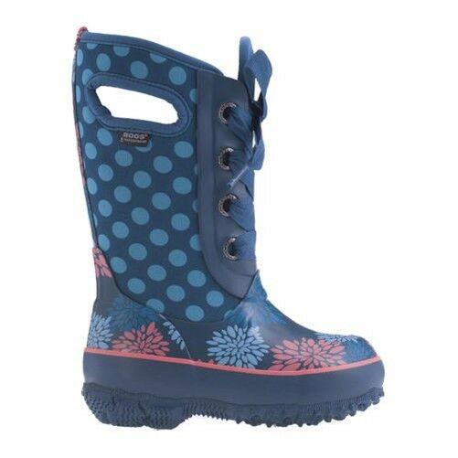Girls Bogs Casey Pompons Blue Insulated Warm Waterproof Wellies Boots 71992