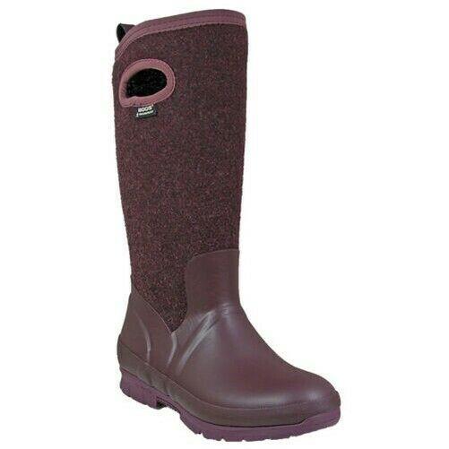 Ladies Bogs Crandall Wool Plum Warm Insulated Waterproof Wellington Boots 72108
