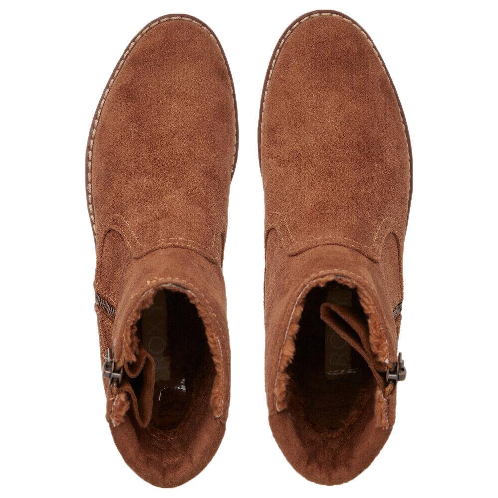 Roxy Jover Fur Tan Warm Lined Zipped Faux Suede Ankle Boots