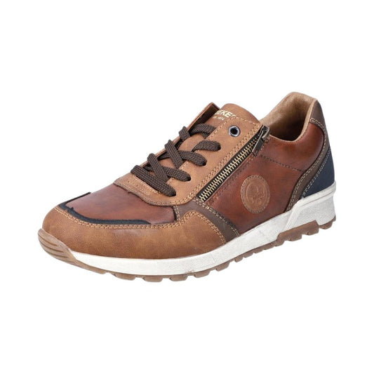 Rieker Mens 15130-90 Brown Faux Leather Wide Fit Trainers Shoes