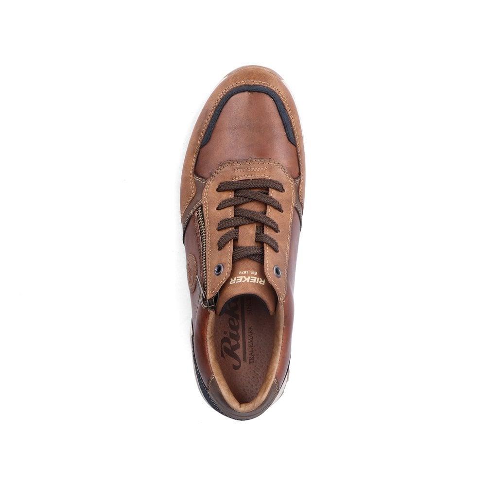 Rieker Mens 15130-90 Brown Faux Leather Wide Fit Trainers Shoes