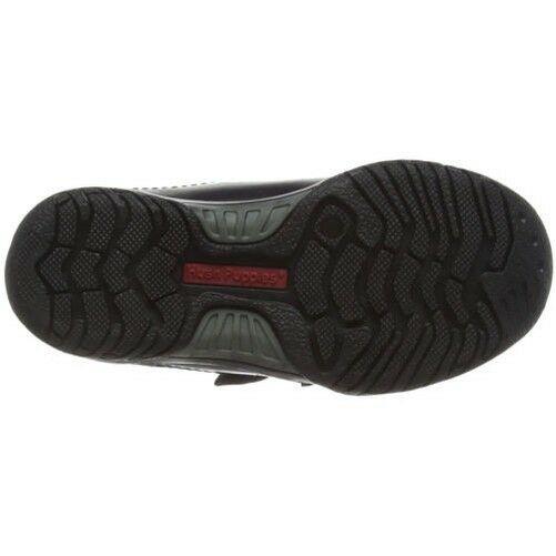 Boys Hush Puppies Jezza SNR Black Leather Double Strap School Shoes Size 3 – 9