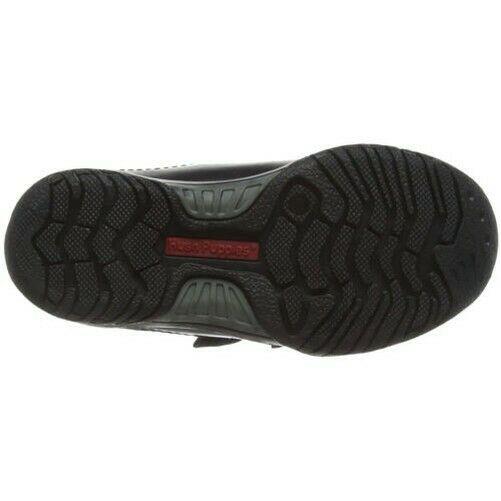 Boys Hush Puppies Jezza SNR Black Leather Double Strap School Shoes Size 3 – 9