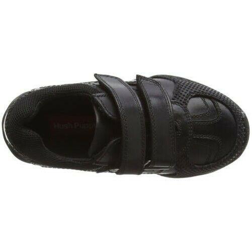 Boys Hush Puppies Jezza SNR Black Leather Double Strap School Shoes Size 3 – 9